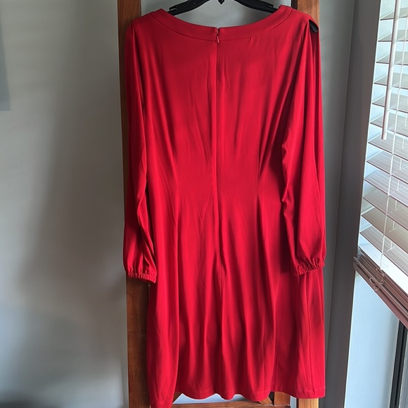 Eliza J Rhinestone Diamond Gem Split Sleeve Red Dress - Picture 3 of 9